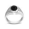 Oval Onyx and Diamond Mens Ring 10K White Gold Image-3