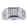 Mens Diamond Rings: 1/5ct 9-Diamond Stylish Mens Ring Image-1