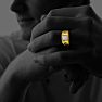 1/5ct 9-Diamond Stylish Mens Ring in 10k Yellow Gold Image-3