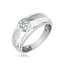 Mens Diamond Bands: Fancy Set Half-Brushed Mens Diamond Band in 10k White Gold Image-2