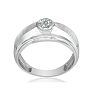 Mens Diamond Bands: Fancy Set Half-Brushed Mens Diamond Band in 10k White Gold Image-3