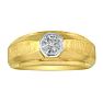 Mens Diamond Bands: Fancy Set Half-Brushed Mens Diamond Band in 10k Yellow Gold Image-1