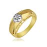 Mens Diamond Bands: Fancy Set Half-Brushed Mens Diamond Band in 10k Yellow Gold Image-2
