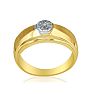 Mens Diamond Bands: Fancy Set Half-Brushed Mens Diamond Band in 10k Yellow Gold Image-3