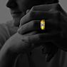 Mens Diamond Bands: Fancy Set Half-Brushed Mens Diamond Band in 10k Yellow Gold Image-4
