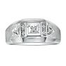 Mens Diamond Rings: Brushed White Diamond Mens Ring in 10k White Gold Image-1