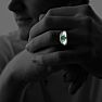 Mens Emerald and White Diamond Ring in 10k White Gold Image-4