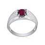 Mens Ruby and White Diamond Ring in 10k White Gold Image-3
