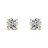 1 Carat Fine Diamond Stud Earrings In 14 Karat Yellow Gold Image-2