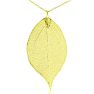 24k Gold Overlay Leaf Pendant on Long Chain Image-1