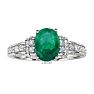 White Gold 1 3/5ct Oval Emerald and Diamond Ring in 14k White Gold Image-1