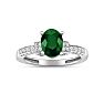 White Gold 1 3/5ct Oval Emerald and Diamond Ring in 14k White Gold Image-1