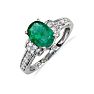 White Gold 1 3/5ct Oval Emerald and Diamond Ring in 14k White Gold Image-2