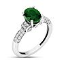 White Gold 1 3/5ct Oval Emerald and Diamond Ring in 14k White Gold Image-2