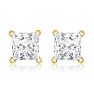 1ct Princess Diamond Stud Earrings in 14k Yellow Gold Image-2
