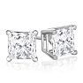 1 1/4ct Fine Quality Princess Diamond Stud Earrings In 14k White Gold Image-1