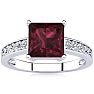 Garnet Ring: Garnet Jewelry: Square Step Cut 1 2/3ct Garnet and Diamond Ring in 14K White Gold Image-1