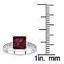 Garnet Ring: Garnet Jewelry: Square Step Cut 1 2/3ct Garnet and Diamond Ring in 14K White Gold Image-5