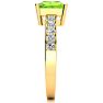 Square Step Cut 1 1/2ct Peridot and Diamond Ring in 14K Yellow Gold Image-4