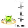 Square Step Cut 1 1/2ct Peridot and Diamond Ring in 14K Yellow Gold Image-5