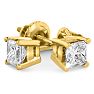 1 1/2ct Fine Princess Diamond Stud Earrings In 14k Yellow Gold Image-5