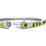 9 1/5 Carat Peridot and Diamond Alternating Tennis Bracelet In 14 Karat White Gold, 7 Inches Image-3