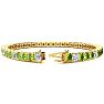 9 1/5 Carat Peridot and Diamond Alternating Tennis Bracelet In 14 Karat Yellow Gold, 7 Inches Image-2