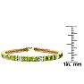 9 1/5 Carat Peridot and Diamond Alternating Tennis Bracelet In 14 Karat Yellow Gold, 7 Inches Image-4