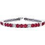Ruby Bracelet; Ruby Tennis Bracelet; 11 Carat Ruby and Diamond Alternating Tennis Bracelet In 14 Karat White Gold Image-1