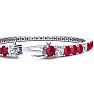 Ruby Bracelet; Ruby Tennis Bracelet; 11 Carat Ruby and Diamond Alternating Tennis Bracelet In 14 Karat White Gold Image-3