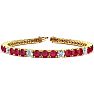 Ruby Bracelet; Ruby Tennis Bracelet; 14 Carat Ruby and Diamond Alternating Tennis Bracelet In 14 Karat Yellow Gold Image-1