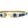 7 3/4 Carat Blue and White Diamond Alternating Tennis Bracelet In 14 Karat Yellow Gold, 6 Inches Image-3