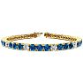 11 1/5 Carat Blue and White Diamond Alternating Tennis Bracelet In 14 Karat Yellow Gold, 8 1/2 Inches Image-1