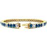11 1/5 Carat Blue and White Diamond Alternating Tennis Bracelet In 14 Karat Yellow Gold, 8 1/2 Inches Image-2