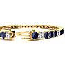 11 1/4 Carat Sapphire and Diamond Alternating Tennis Bracelet In 14 Karat Yellow Gold, 6 1/2 Inches Image-3