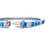 9 1/3 Carat Blue Topaz and Diamond Alternating Tennis Bracelet In 14 Karat White Gold, 6 Inches Image-3