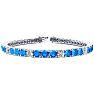11 2/3 Carat Blue Topaz and Diamond Alternating Tennis Bracelet In 14 Karat White Gold, 7 1/2 Inches Image-1