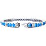 11 2/3 Carat Blue Topaz and Diamond Alternating Tennis Bracelet In 14 Karat White Gold, 7 1/2 Inches Image-2