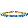 11 Carat Blue Topaz and Diamond Alternating Tennis Bracelet In 14 Karat Yellow Gold, 7 Inches Image-1