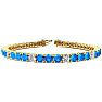 11 2/3 Carat Blue Topaz and Diamond Alternating Tennis Bracelet In 14 Karat Yellow Gold, 7 1/2 Inches Image-1