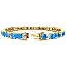 11 2/3 Carat Blue Topaz and Diamond Alternating Tennis Bracelet In 14 Karat Yellow Gold, 7 1/2 Inches Image-2