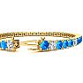 12 1/2 Carat Blue Topaz and Diamond Alternating Tennis Bracelet In 14 Karat Yellow Gold, 8 Inches Image-3