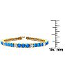 12 1/2 Carat Blue Topaz and Diamond Alternating Tennis Bracelet In 14 Karat Yellow Gold, 8 Inches Image-4