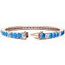 11 Carat Blue Topaz and Diamond Alternating Tennis Bracelet In 14 Karat Rose Gold, 7 Inches Image-2