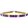 8 1/2 Carat Amethyst and Diamond Alternating Tennis Bracelet In 14 Karat Yellow Gold, 6 1/2 Inches Image-1