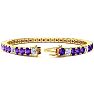 8 1/2 Carat Amethyst and Diamond Alternating Tennis Bracelet In 14 Karat Yellow Gold, 6 1/2 Inches Image-2