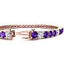 9 1/5 Carat Amethyst and Diamond Alternating Tennis Bracelet In 14 Karat Rose Gold, 7 Inches Image-3