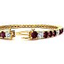 Garnet Bracelet: Garnet Jewelry: 11 1/2 Carat Garnet and Diamond Alternating Tennis Bracelet In 14 Karat Yellow Gold, 8 Inches Image-3