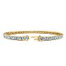Aquamarine Bracelet: Aquamarine Jewelry: 3 1/2 Carat Aquamarine And Diamond Tennis Bracelet In 14 Karat Yellow Gold, 6 Inches Image-2