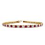 Ruby Bracelet; Ruby Tennis Bracelet; 5 Carat Ruby And Diamond Tennis Bracelet In 14 Karat Yellow Gold Image-1